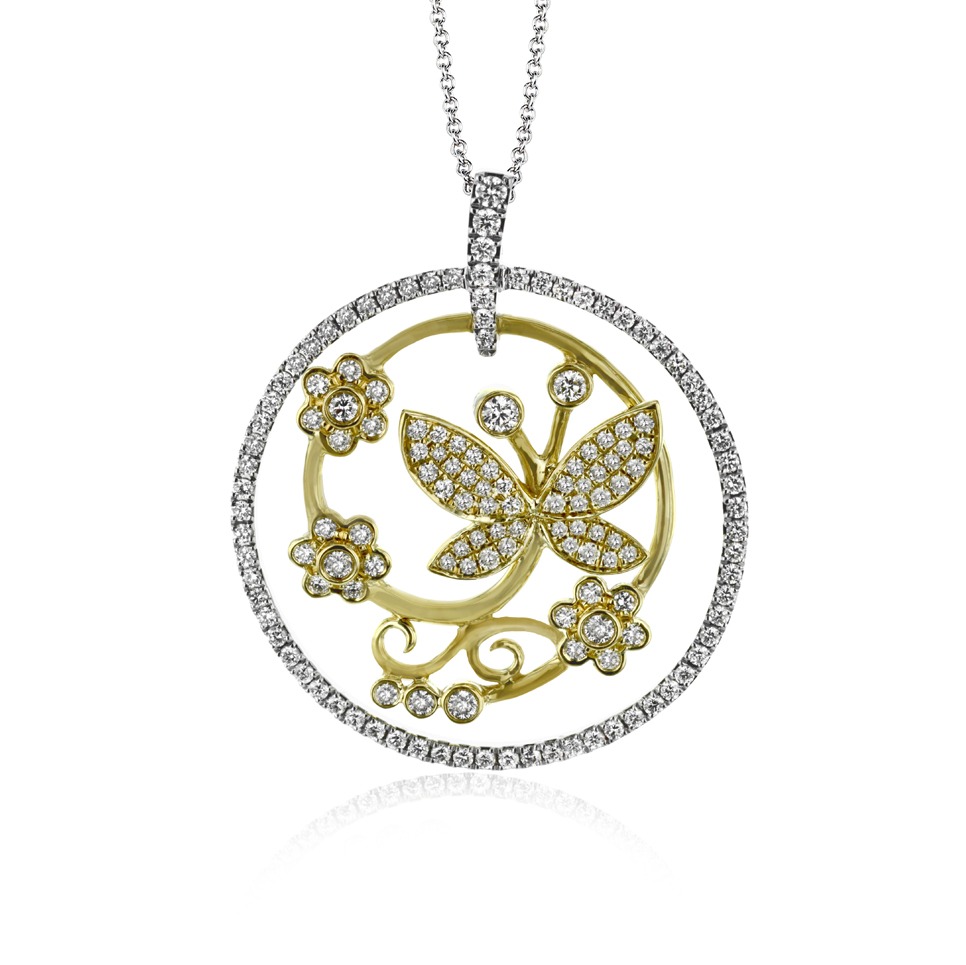 Simon G 18k Butterfly Diamond Pendant Necklace Little Treasury